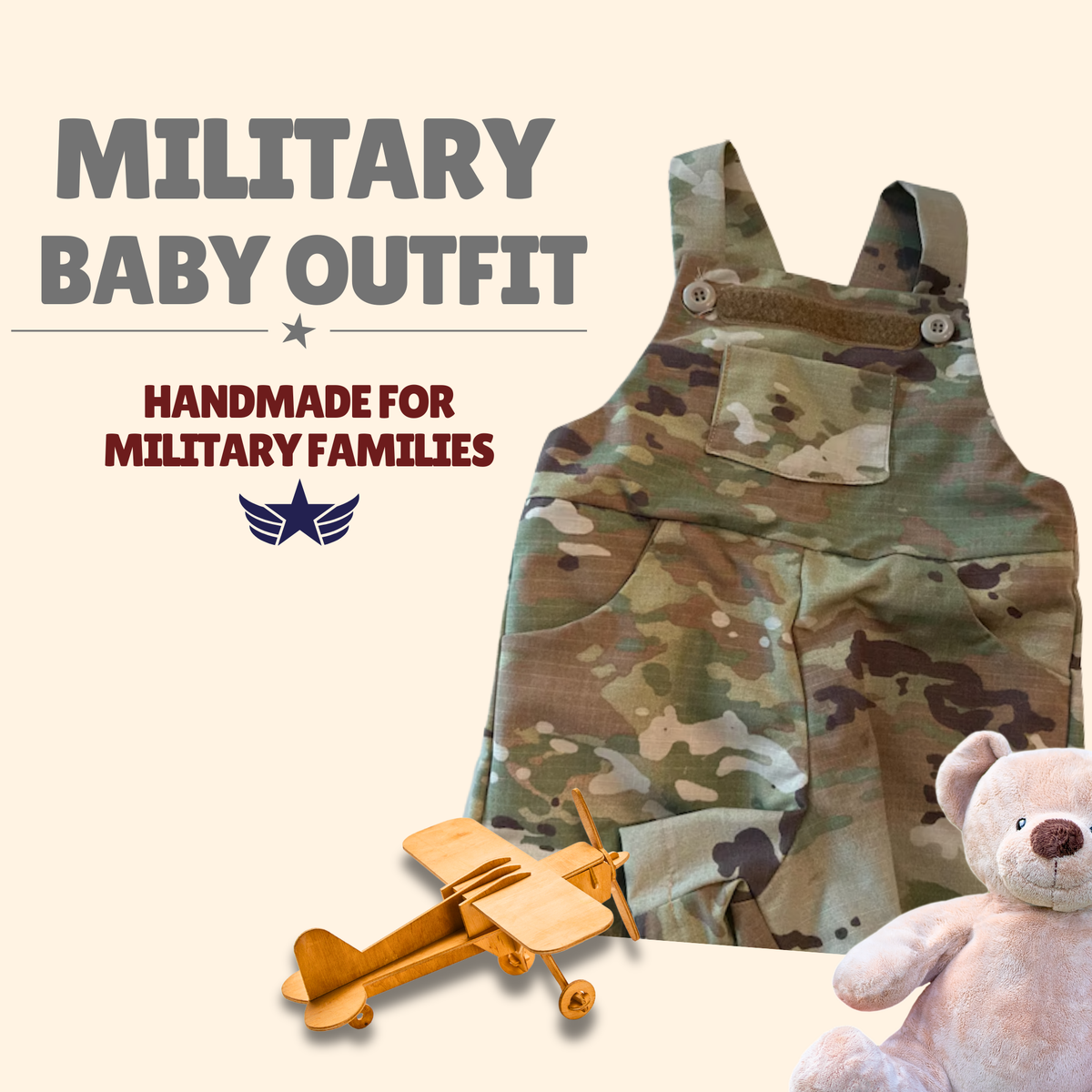 Military Baby Camo Overalls – Handmade Baby & Toddler Outfit, Newborn–4T