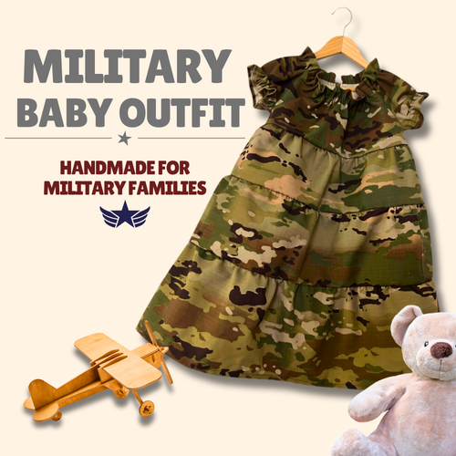 Military Baby Camo Dress – Handmade Military-Inspired Outfit, Newborn–4T