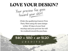 Custom Party Shirt Design Preview – Digital Mockup Before Ordering