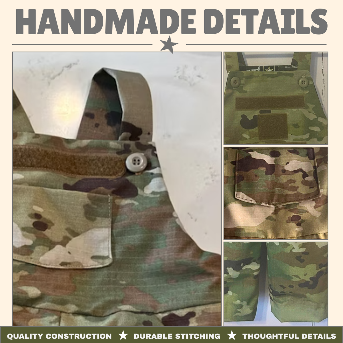 Military Baby Camo Overalls – Handmade Baby & Toddler Outfit, Newborn–4T