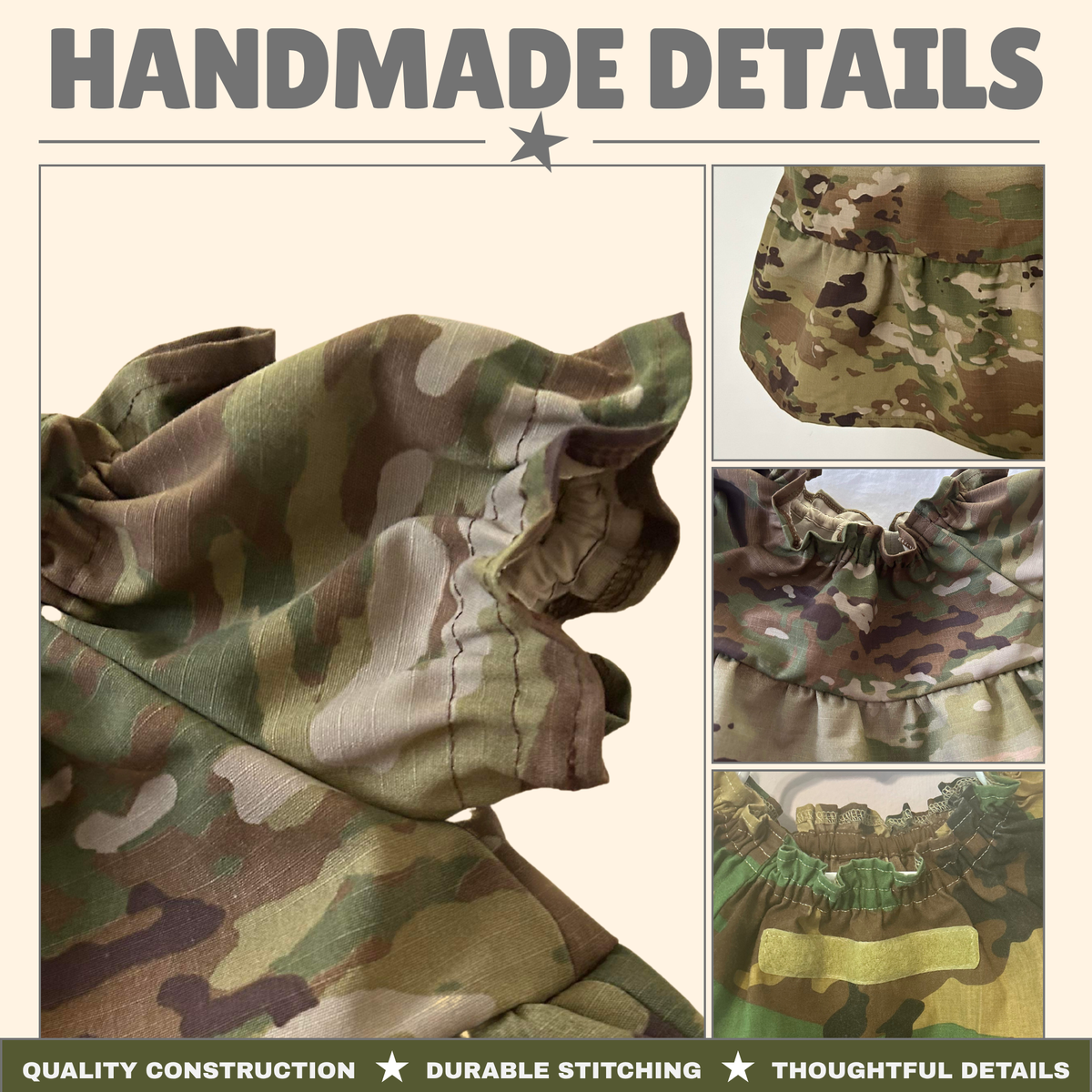 Military Baby Camo Dress – Handmade Military-Inspired Outfit, Newborn–4T