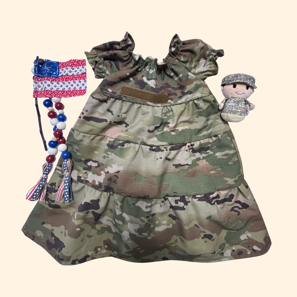 Military Baby Camo Dress – Handmade Military-Inspired Outfit, Newborn–4T